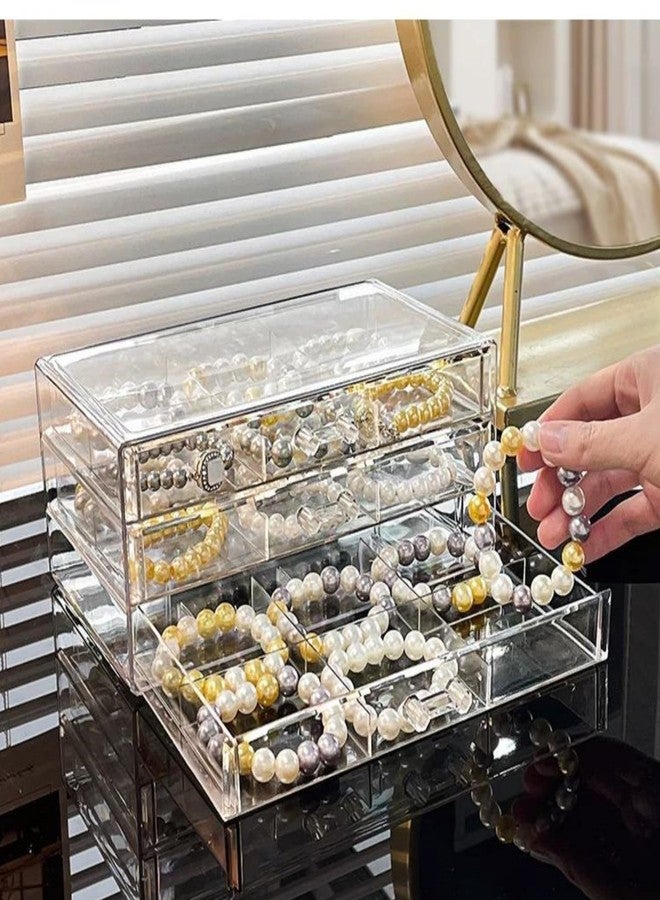 Feadily 1PCS Acrylic Jewelry Organizer Box, Jewelry Drawer Organizer With 3 Drawers 18 Grids, Bracelet Earring Holder Organizer, Clear - Image 5